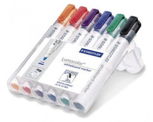 ESTUCHE 6 PZAS LUMOCOLOR WHITEBOARD MARKER 351, SURT. STAEDTLER 351 WP6 (Espera 4 dias)